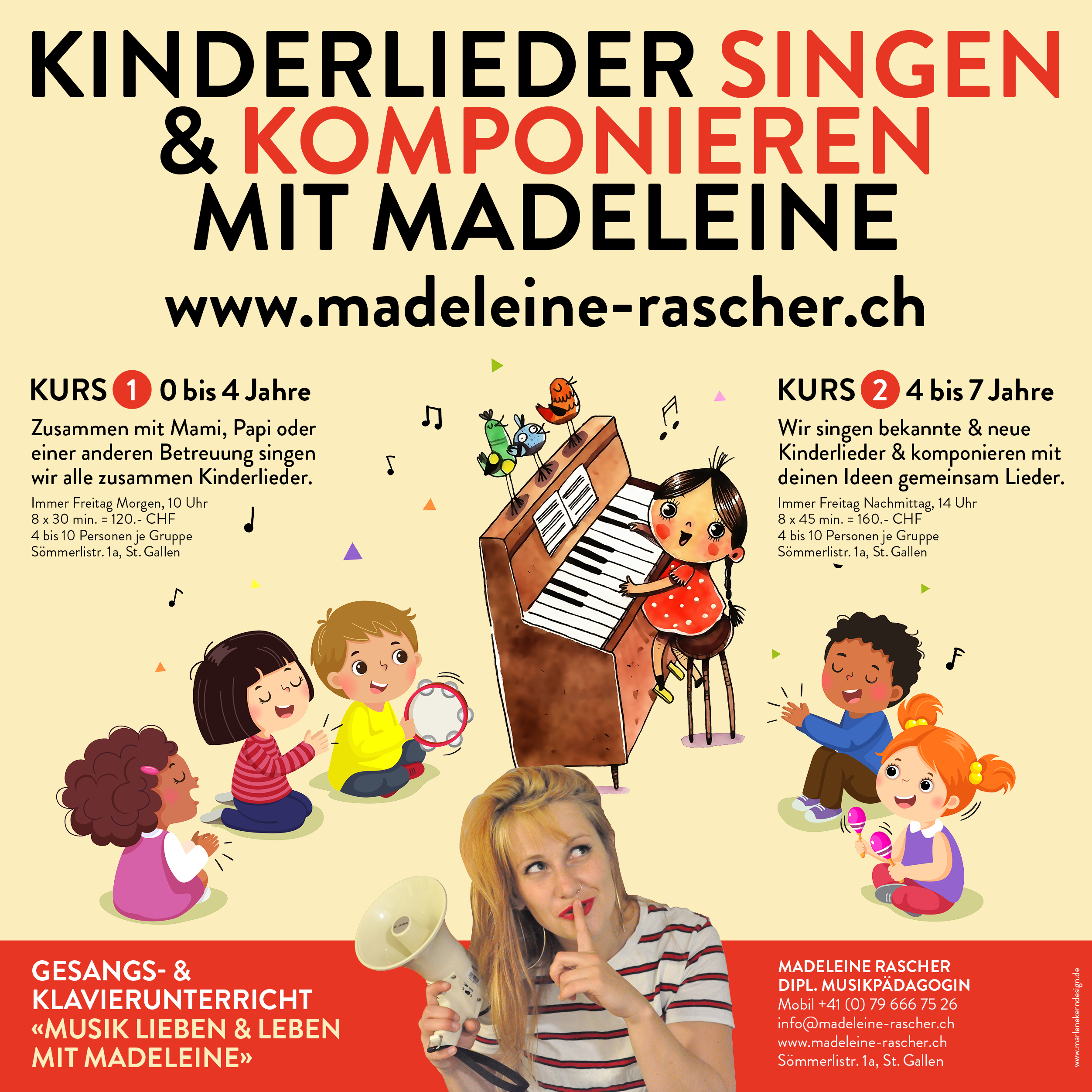 Kinderlieder singen & Komponieren mit Madeleine Rascher, St. Gallen. Sehen Sie die Angebote für Kinderlieder singen & komponieren von Madeleine Rascher in St. Gallen.